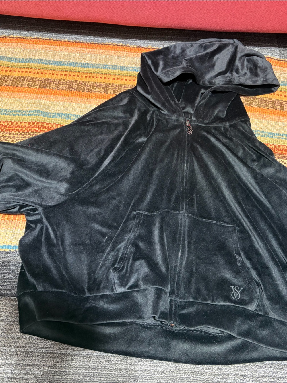 Victoria's Secret Black Velour Hoodie
